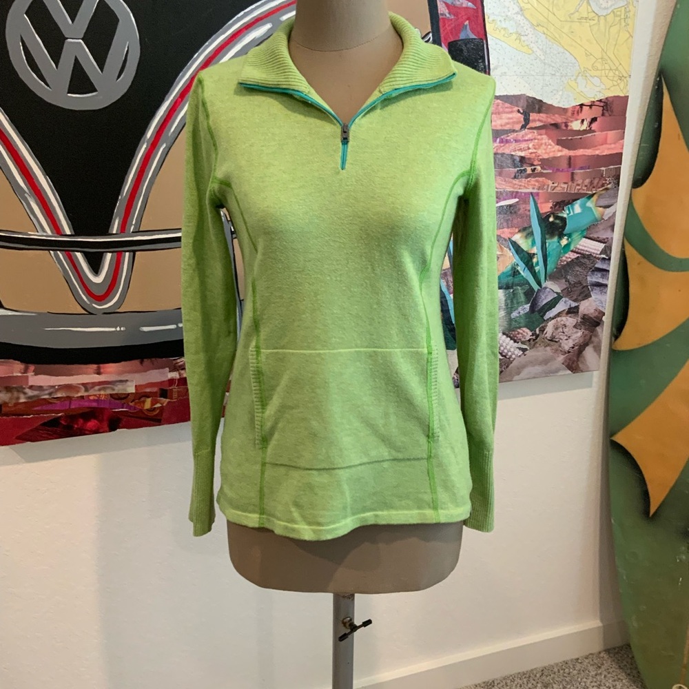 Eddie Bauer Lime Green Quarter-Zip Sweatshirt